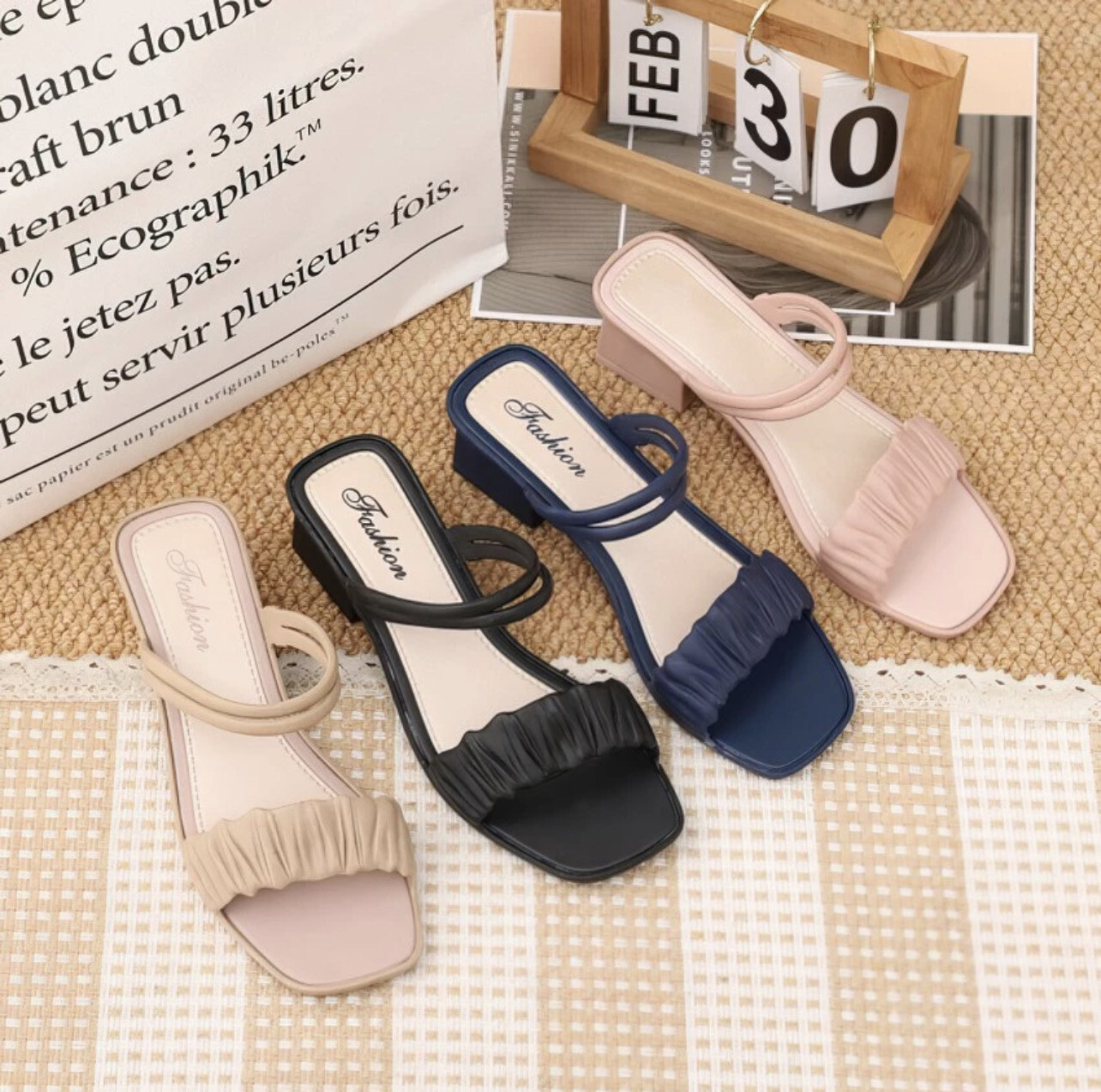Coupleline Women’s Sandals Kasut Wanita Shoe Flat Shoes Heel Travel Lady 女士高跟鞋