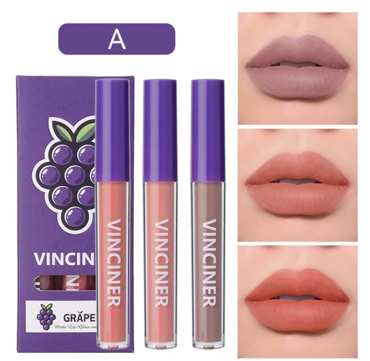 ￼3 Pcs Lipstick Set Matte Velvet Lip Glaze Waterproof Long Lasting Non-marking Natural Lip Tint Cosmetic Kit 2set $10.00