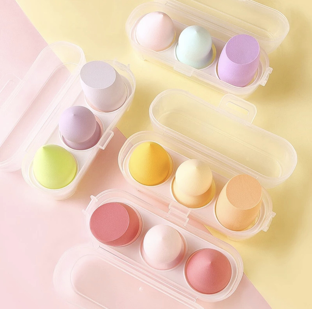 ￼3 PCS Beauty Egg Set Gourd Water Drop Puff Makeup Puff SetColorful Cushion Cosmestic Sponge Egg Tool Wet And Dry Use 3set (9pcs) $10.00