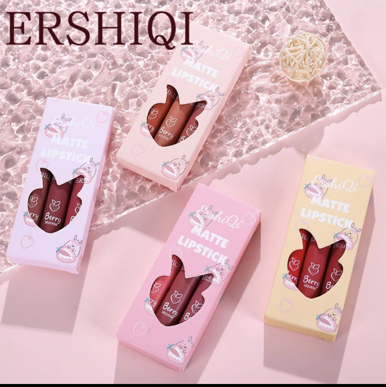 ErshiQi 3 PCS/SET Matte Liquid Lipstick Matte No Fading Non-stick Cup Waterproof Lip Gloss Lip Glaze 3set $10.00