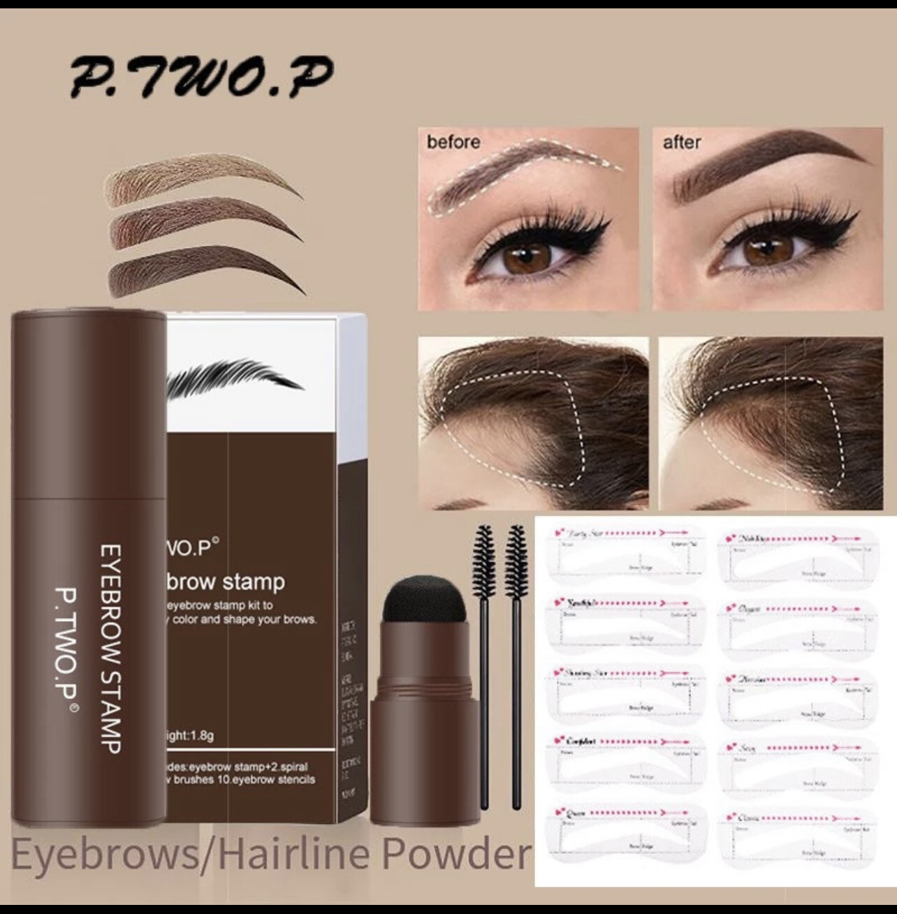 P.TWO.P Lazy Eyebrow Powder Seal Set Thrush Card Waterproof 3set $10.00