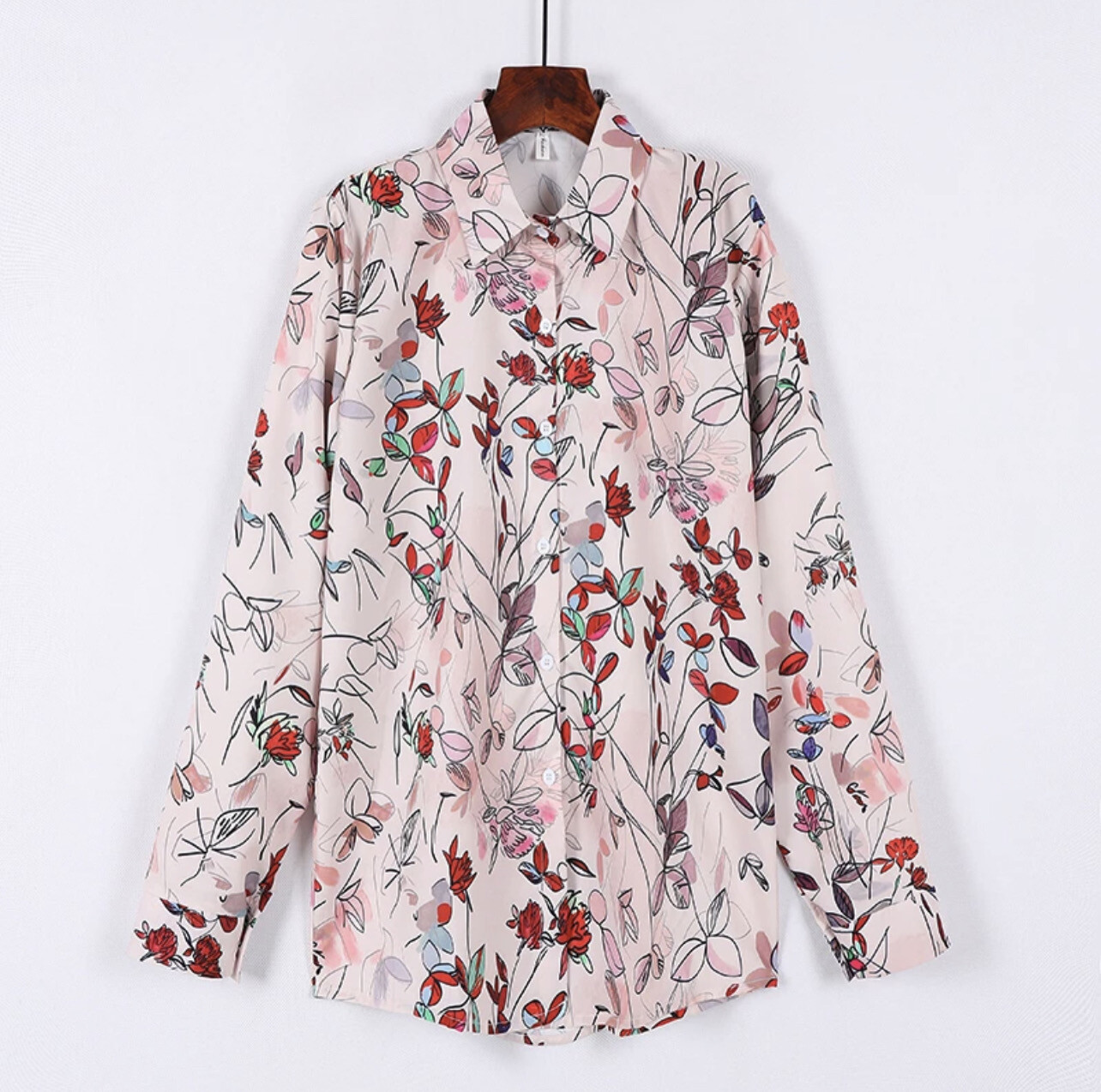 ￼Women Floral Print Lapel Long-Sleeved Shirt Versatile Casual Blouse Fashion Summer Classy Top