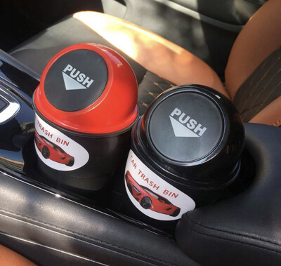 Round Car Trash Can With Lid Box Door Fashion Creative Water Cup Holder Storage Bin Hall Food 3pcs $10.00