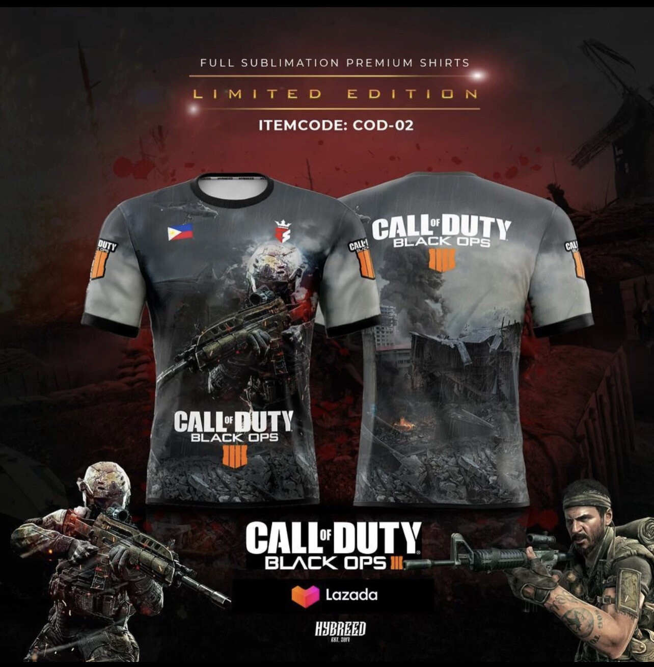 Call of Duty Design Full Sublimation 3D T-Shirt Summer Cotton Breathable Short Sleeve Tee
