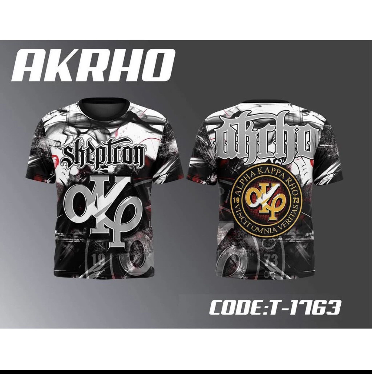 AKP Alpha Kappa Rho Fraternity Full Sublimation Frat Shirt 3D T Shirt Skeptron Summer Short Sleeve Tee