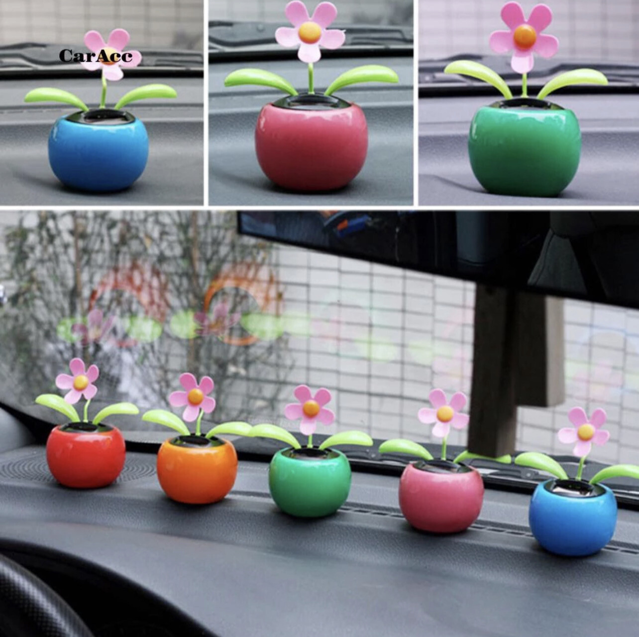 ￼CARA_Solar Powered Dancing Flower Flip Flop Leaves Car Display Dashboard Toy Gift 3pcs $10.00
