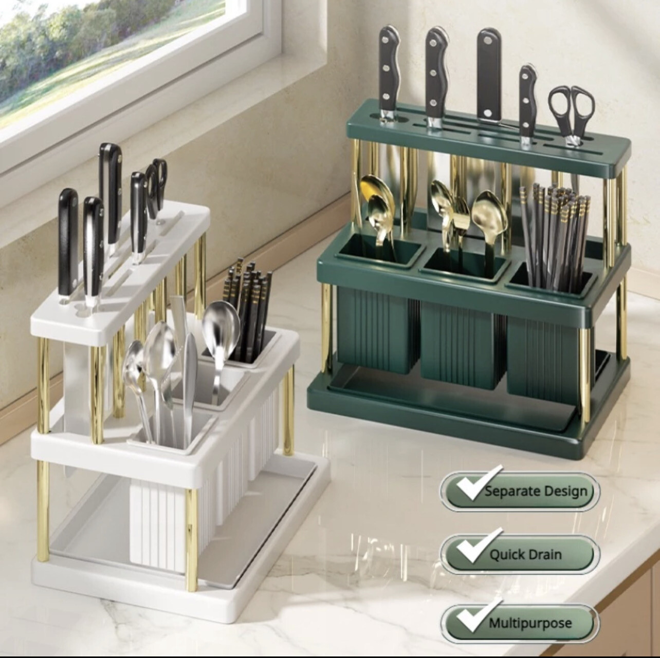 ￼🍀24H SHIPING🍀Kitchen Rack Cutlery Chopstick Drainer Holder Rak Pisau Rak Dapur Holder Rak Sudu Cutlery Fork Spoon Knife Storage Rack - Promo Limited Time Only😍😍😍