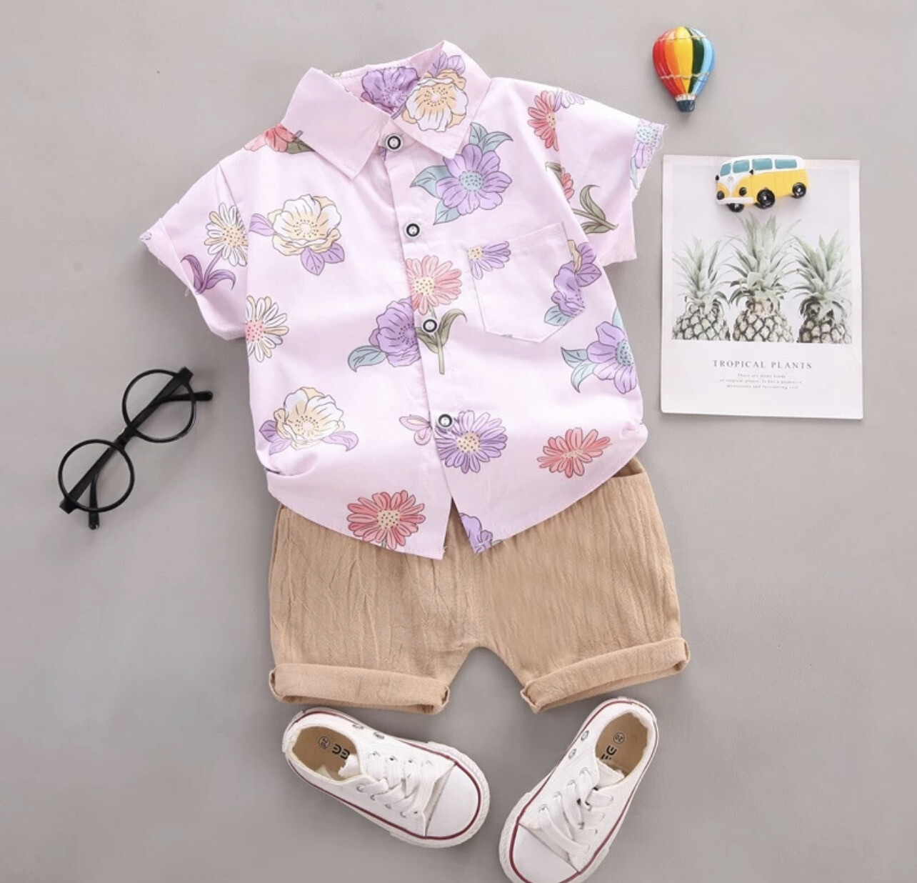 Kids Printed Shirt Suit Top Pants Two Sets Baby Clothing