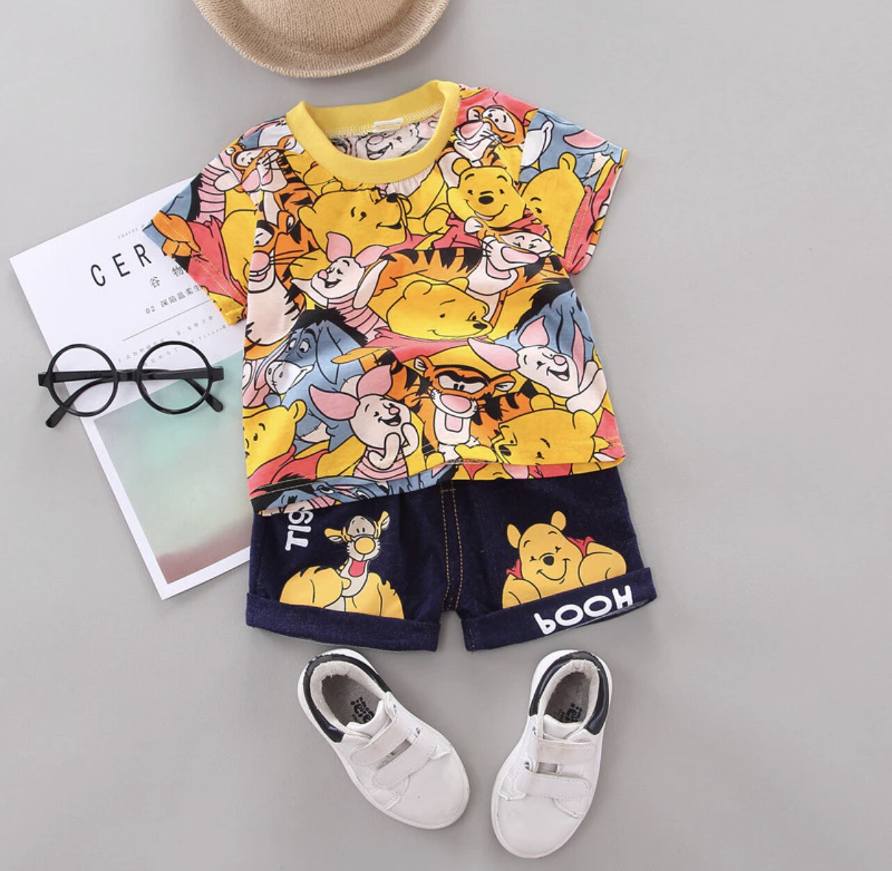 Boys&#39; clothes kids animal fashion round neck T-shirt + shorts two piece set