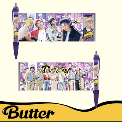 BTS gel pen  new album Butter ballpoint pen pull brush star stationery 6pcs $10.00