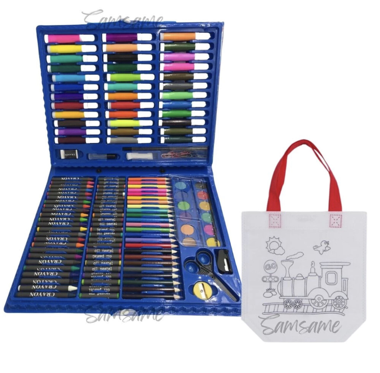￼🎨150pcs + Free 1 double sided coloring bag set full complete set coloring for kid stationery Complimentary early 42pcs