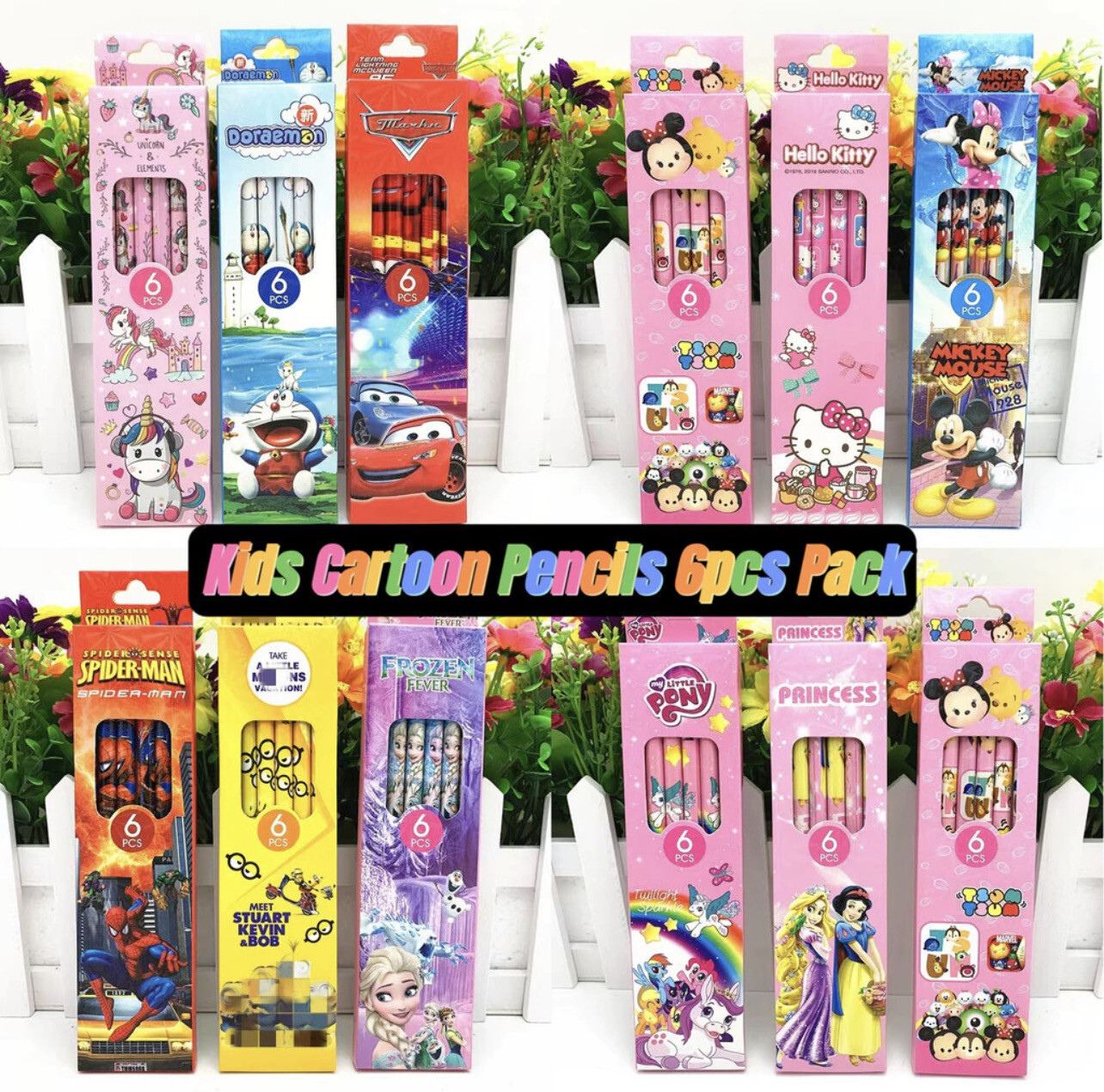 ￼Kids Cartoon HB Pencil 6pcs | Hello Kitty Frozen Pensil Budak Stationery Supply Kindergarten Birthday Gift Alat Tulis 铅笔 7pack $10.00