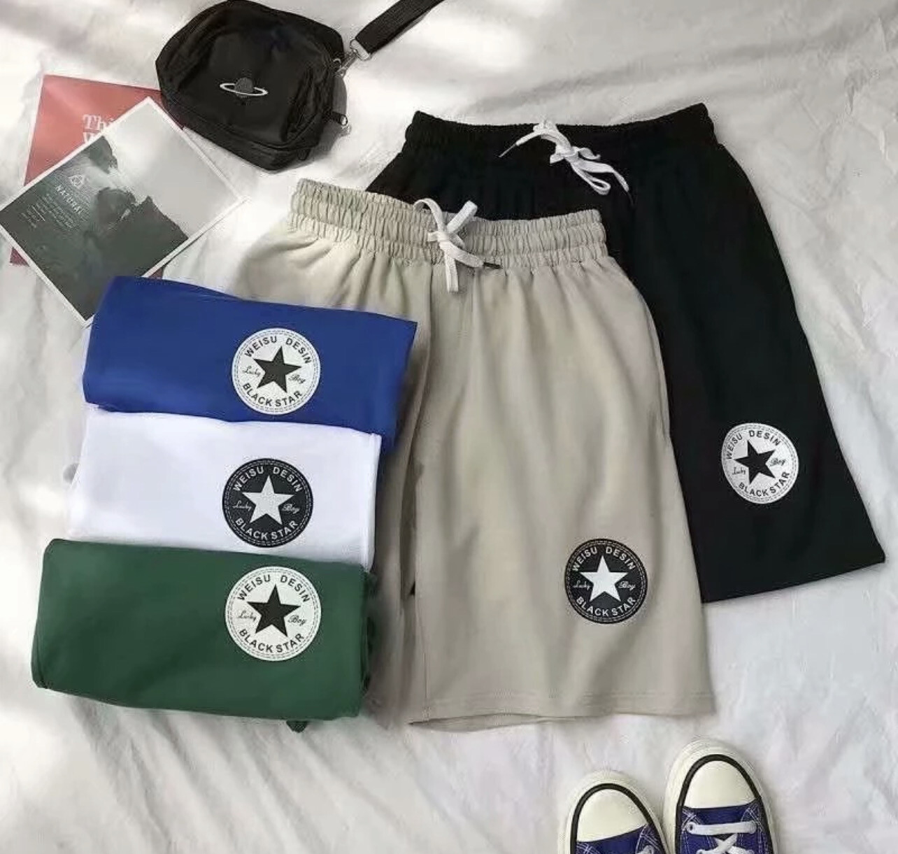 Simple star pattern Shorts pants men casual slacks short black pants for the Summer Beach Shorts P37 2pcs $10.00
