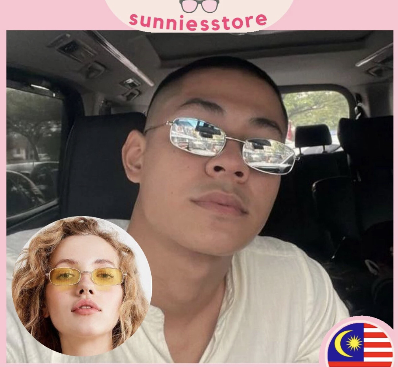 [FAST SHIP] Cermin Mata Viral Tiktok Rectangular Retro Sunglasses Women Men Vintage Sunglasses UNISEX 1032 2pcs $10.00