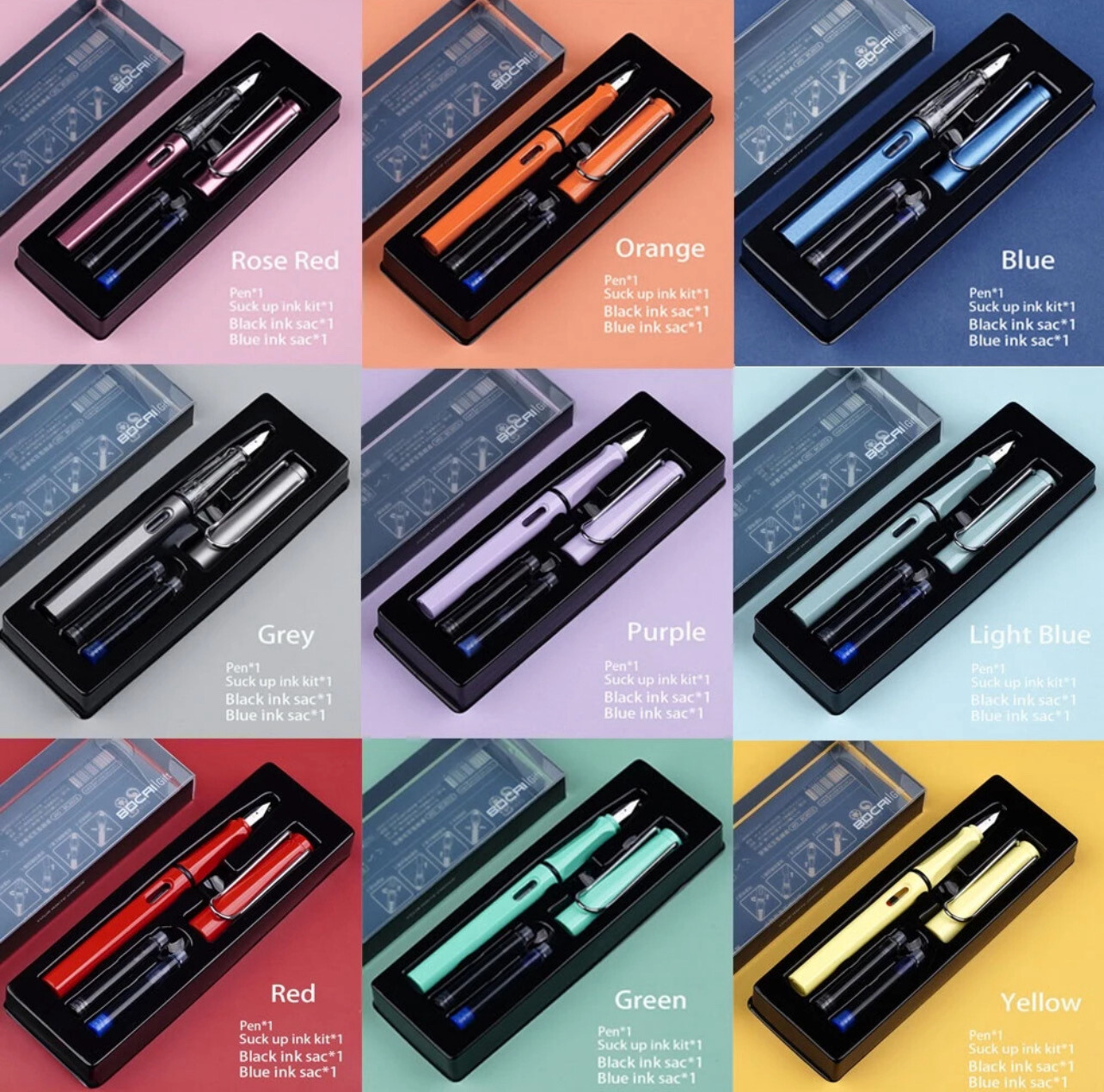 K-MIME Fountain Pen Set Office School Student Pen 0.38mm Iridium Nib with Pen Refills and Suck up ink kit 3set $10.00
