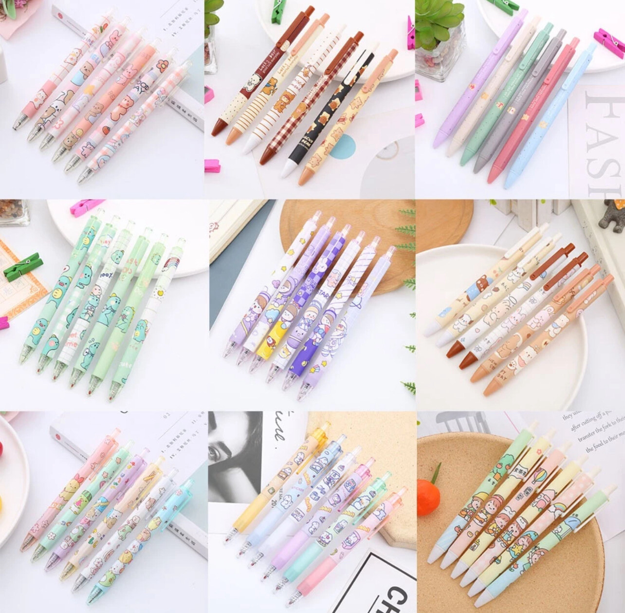 K-MIME 6pcs/lot Cute Cartoon Gel Pen Office School Student Gel Pen for Writing Supplies 0.5mm Black Ink Kawaii Pen 3set $10.00