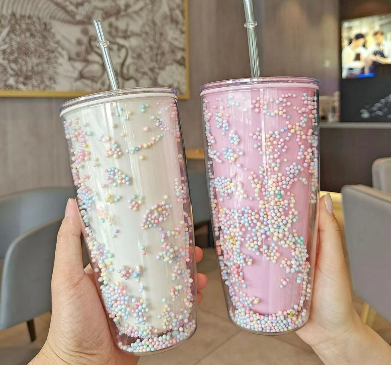 Ins Style 750ml Water Bottle with Straw Water Cup Cute Portable Outdoor Office Straw Cup Water Botol