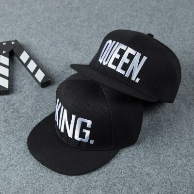 MG Queen / King baseball hat hip-hop letter cap couple rebound cap casual flat hat men and women hat adjustable travel gift hat 1set couple $15.00