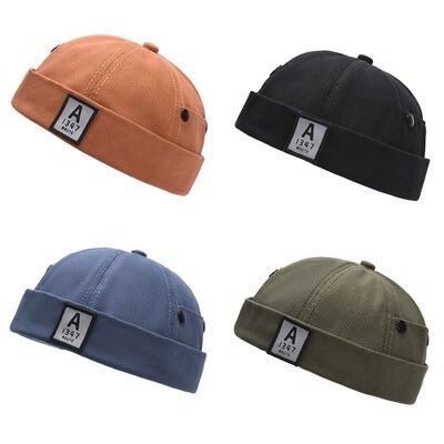 Topi Pelaut【 Ready Stock】Hat Men “A 1347”Mark Sailor Cap Unisex Retro Docker Hat  Cotton Adjustable  Brimless Hat Topi lelaki
