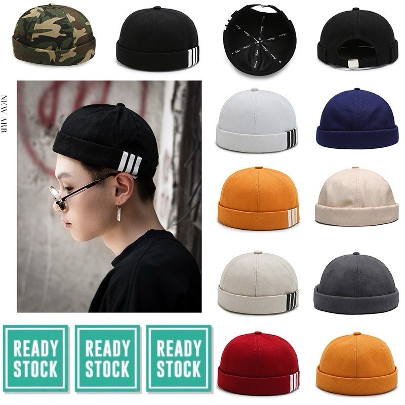 topi budak Sailor Cap Brimless cap topi lelaki  Vintage Melon Cap Pure Cotton Unisex Beanie Hat Skullcap Multiple Colours the capal cap 2pcs $10.00