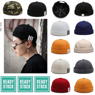 topi budak Sailor Cap Brimless cap topi lelaki  Vintage Melon Cap Pure Cotton Unisex Beanie Hat Skullcap Multiple Colours the capal cap 2pcs $10.00
