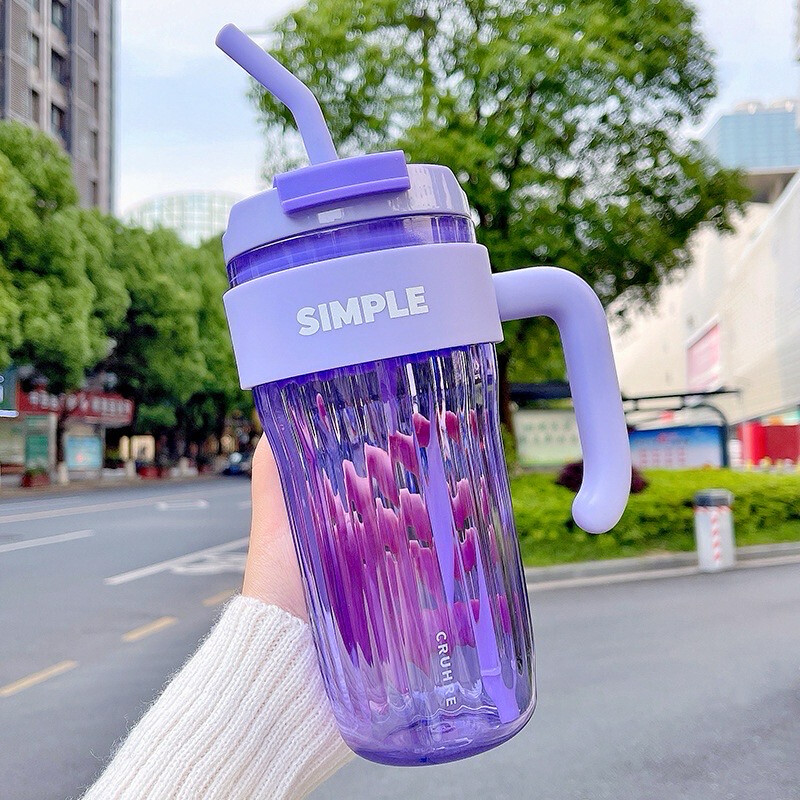 Large Capacity Sports Cup Convenient Straw Coffee Cup Home Office Handy Cup Double Drink Coffee Mug With Handle