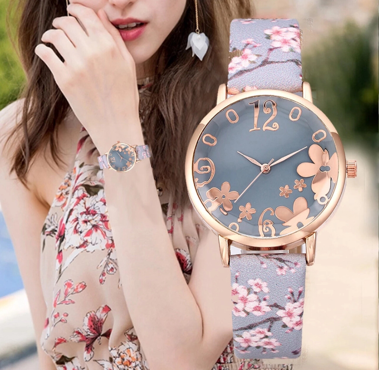 Women Fashion Small Fresh Printed Belt Quartz Watch#longflight.my 2pcs $10.00