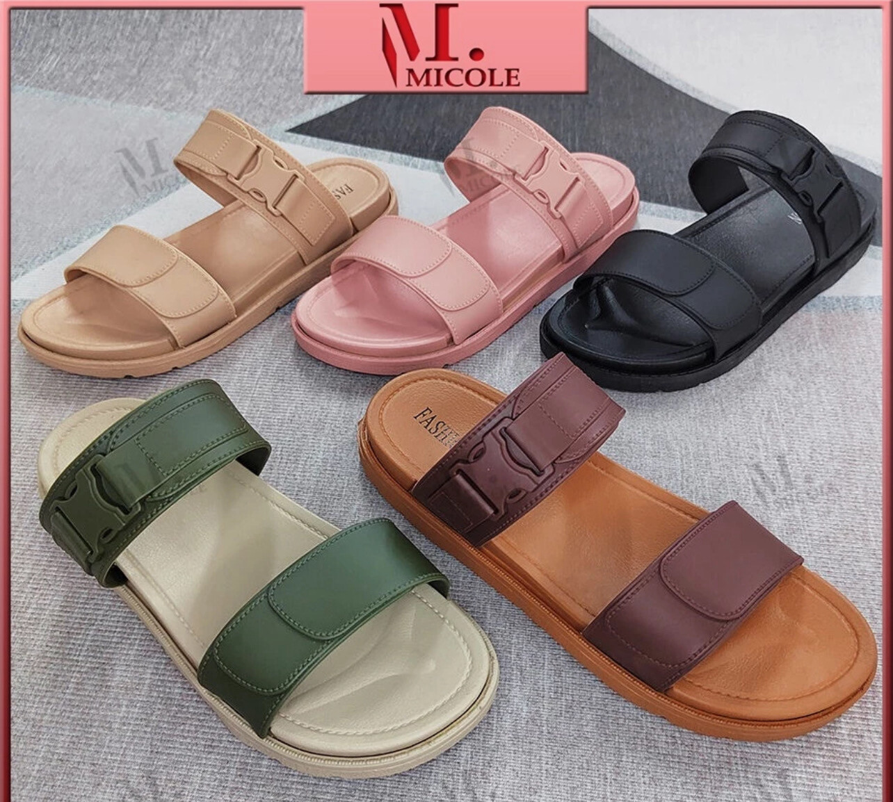 ￼Ready Stock MICOLE S142 Pelis Sandal Shoe Women&#39;s Flat Shoes Kasut Girl Casual Sandals Lady Perempuan Wanita Travel