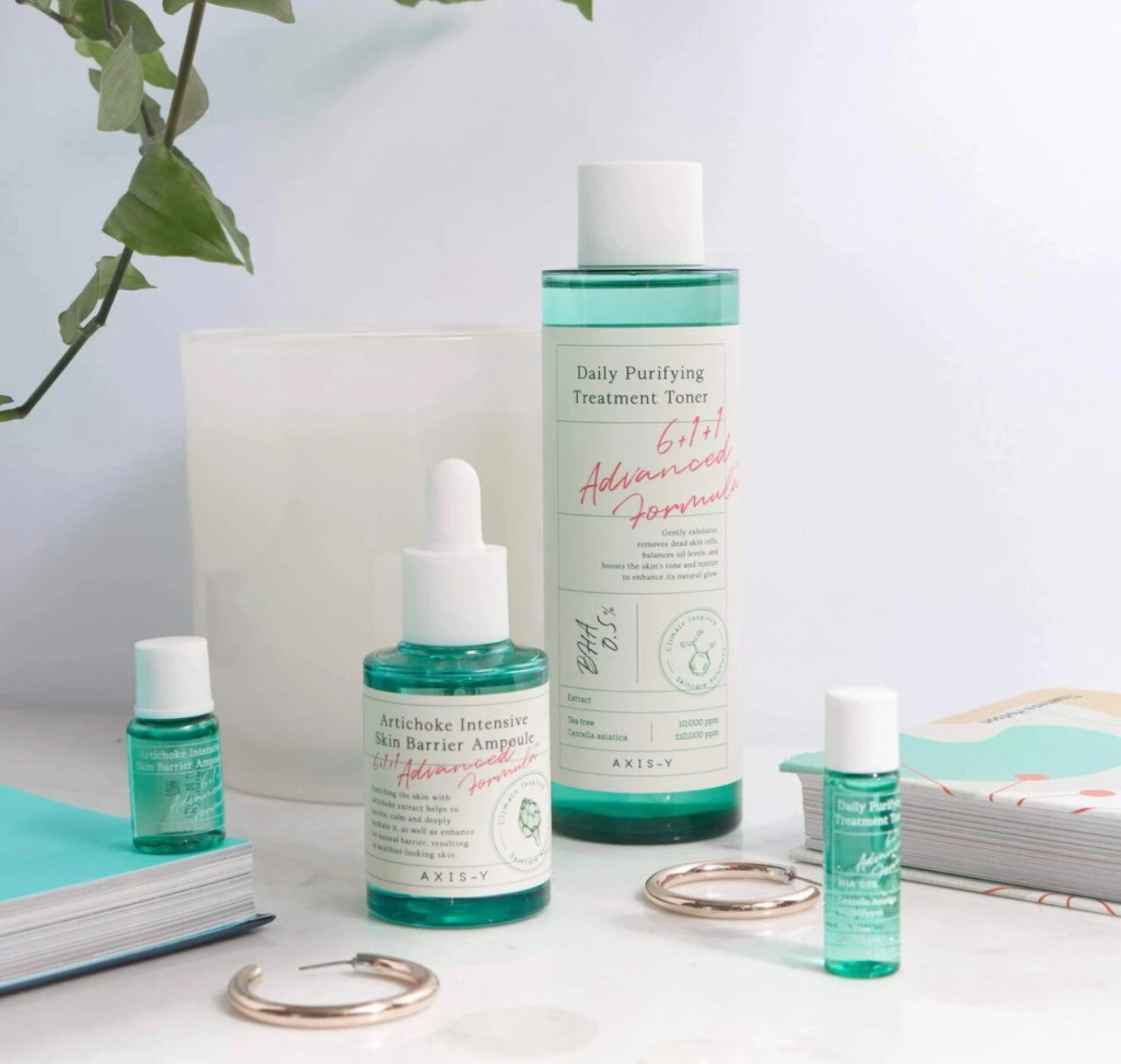 ￼AXIS Y Artichoke Intensive Skin Barrier Ampoule Mini 5ml + Daily Purifying Treatment Toner Mini 5ml SET 2btl $10.00