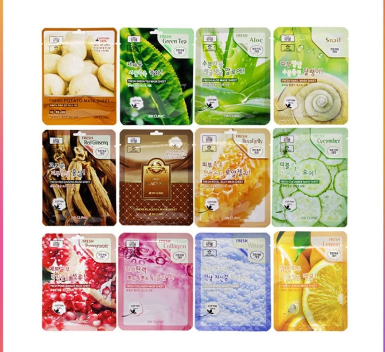 ￼￼READY STOCK 3W Clinic Korea Facial Mask Sheet Skincare Menghidrat Topeng 1 pic 12pcs $10.00