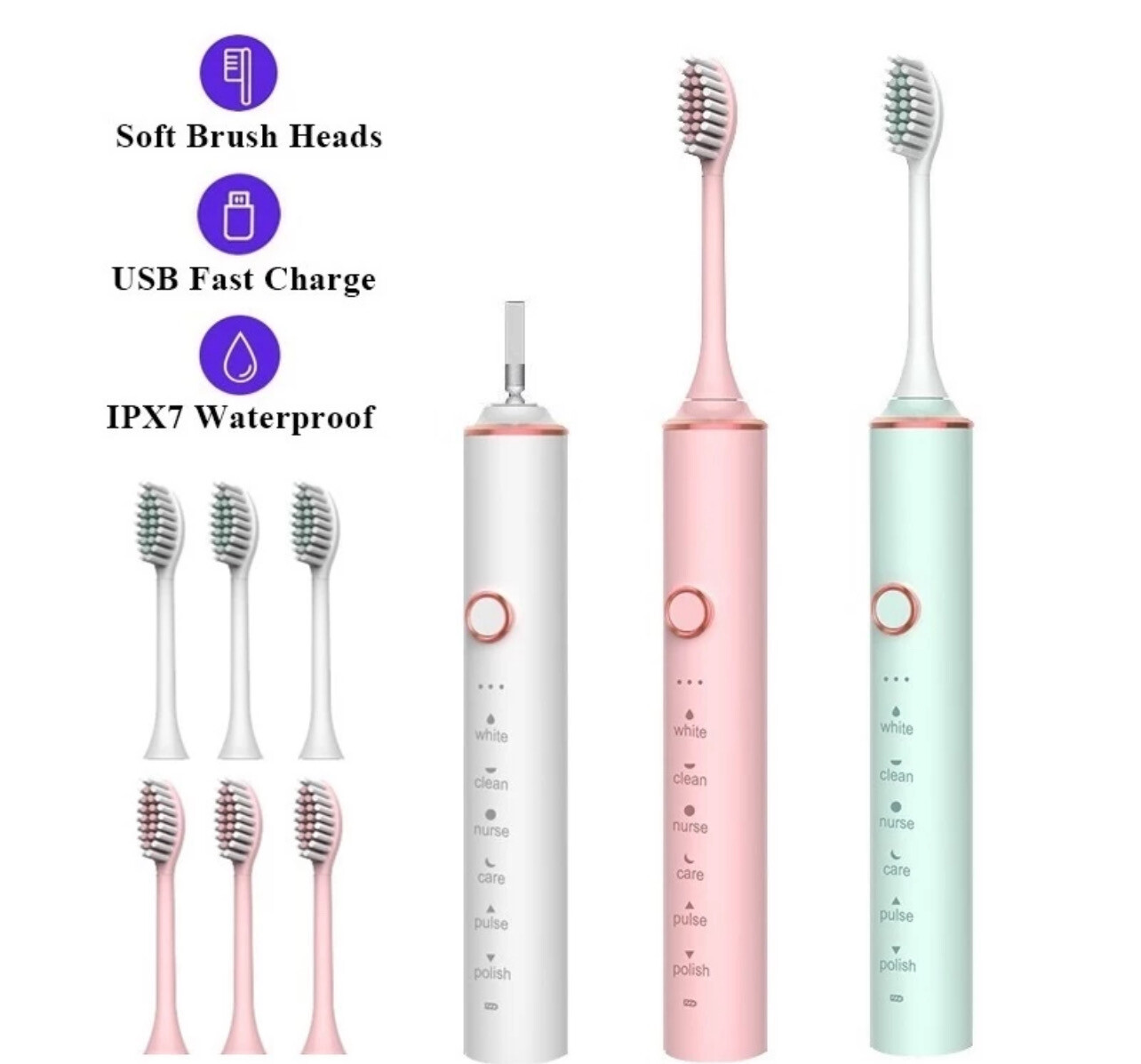 ￼New 18 Gears Sonic Electric Toothbrush Soft Bristles Teeth Brush Automatic Toothbrush USB Rechargeable berus gigi elektrik kanak kanak dewasa 電動牙刷成人 自动牙刷