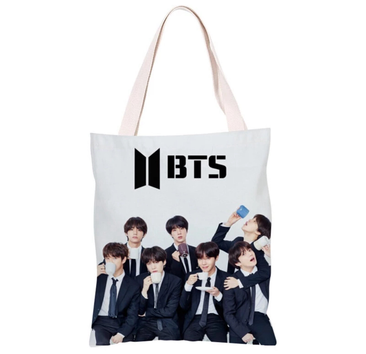 BTS canvas bag for women BLACKPINK, Demon Slayer tote bag for girl shoulder bag Korean female bag BDAG 2pcs