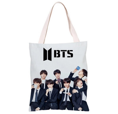 BTS canvas bag for women BLACKPINK, Demon Slayer tote bag for girl shoulder bag Korean female bag BDAG 2pcs