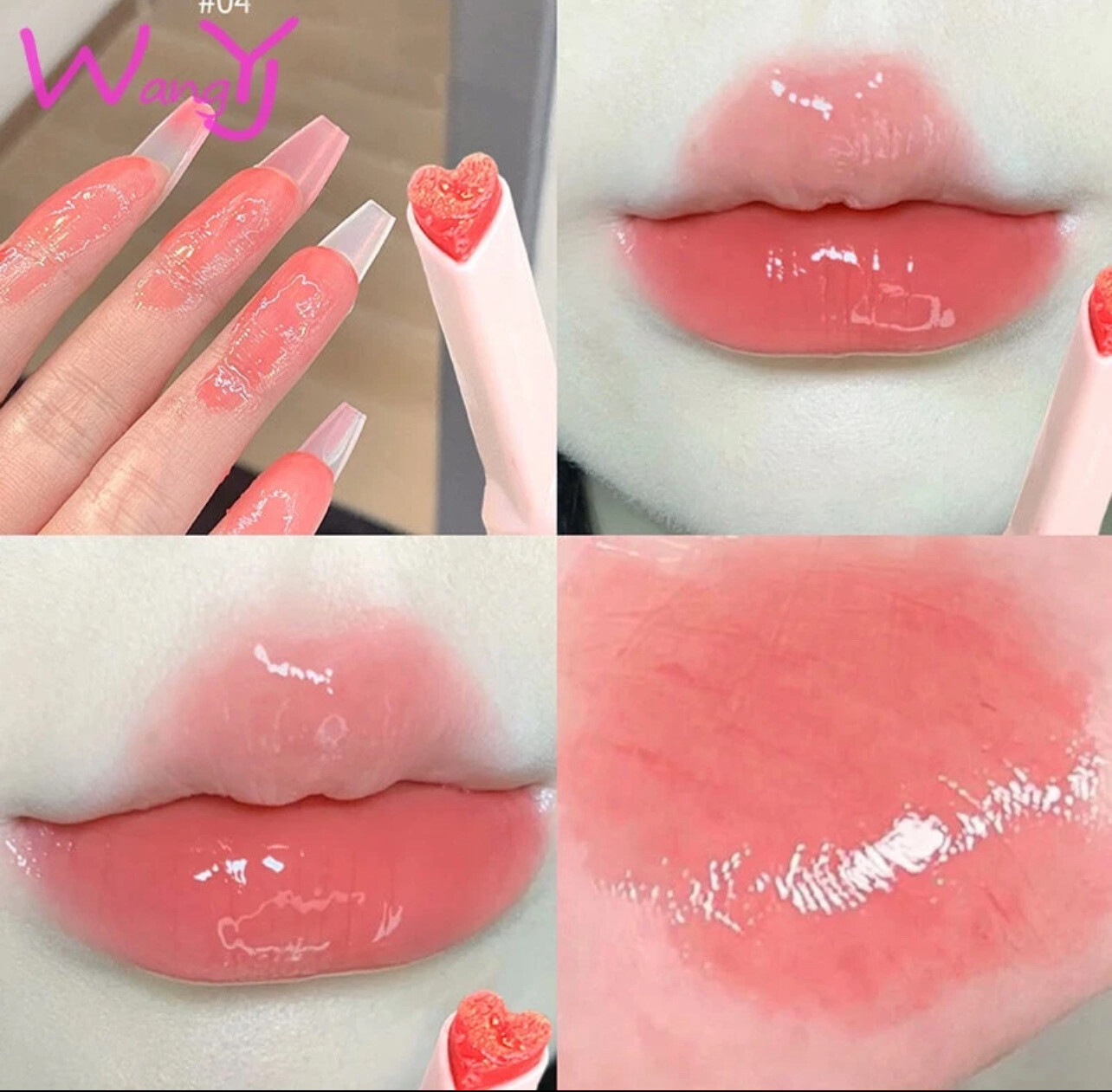 Gegebear Heart Shape Lipstick Moist Waterproof Charming Do Not Fade Color Non-stick Cup 4pcs $10.00