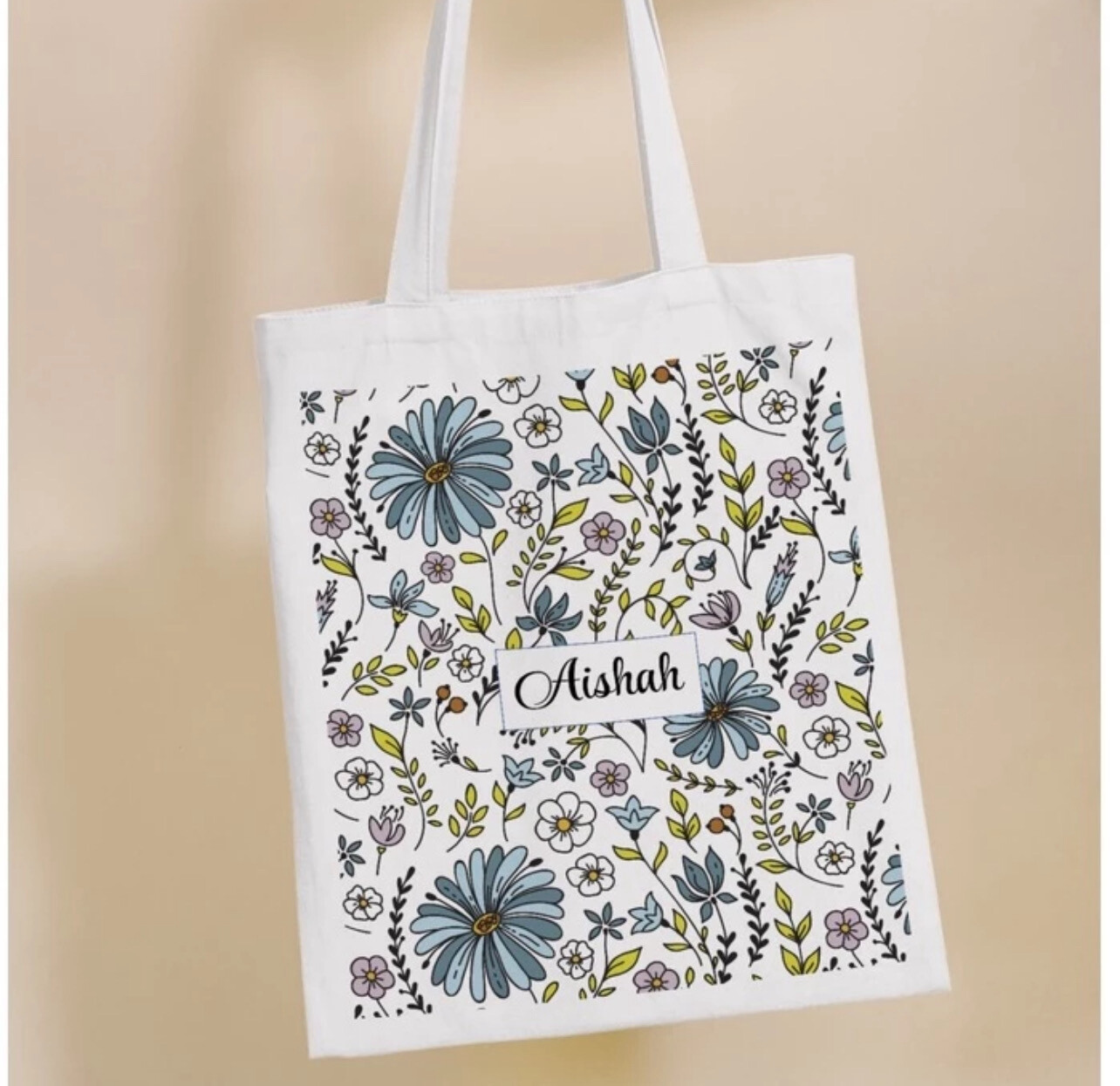 Camomile Tote Bag Personalised With Name/text, happy birthday, friendship, love SD3H (38x40) 2pcs