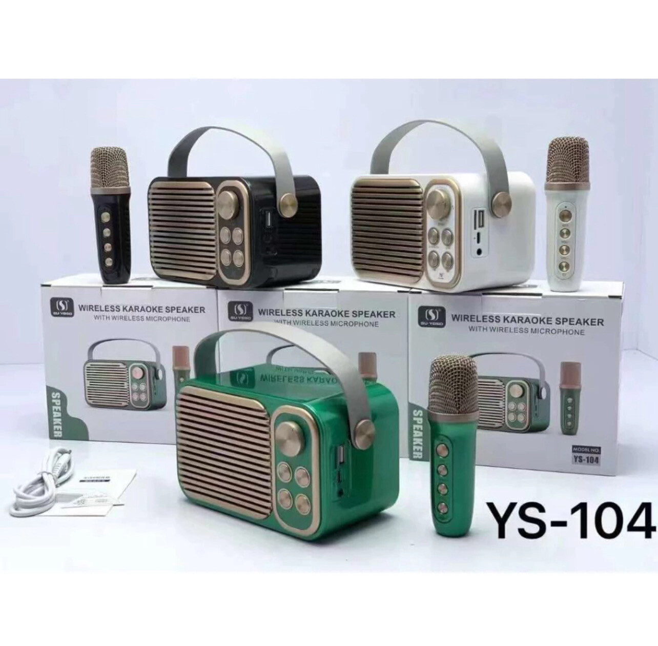 ￼SU-YOSD YS-232 Wireless Bluetooth Dual Microphone Karaoke Family KTV Portable 3D Stereo Speaker (random colour)