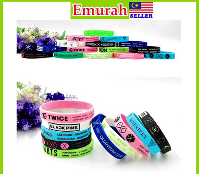 ￼Wristband 1PCS BT EXO BPINK TWICE iKON GOT7 NCT TXT STRAYKIDS ENHYPEN GELANG 12pcs
