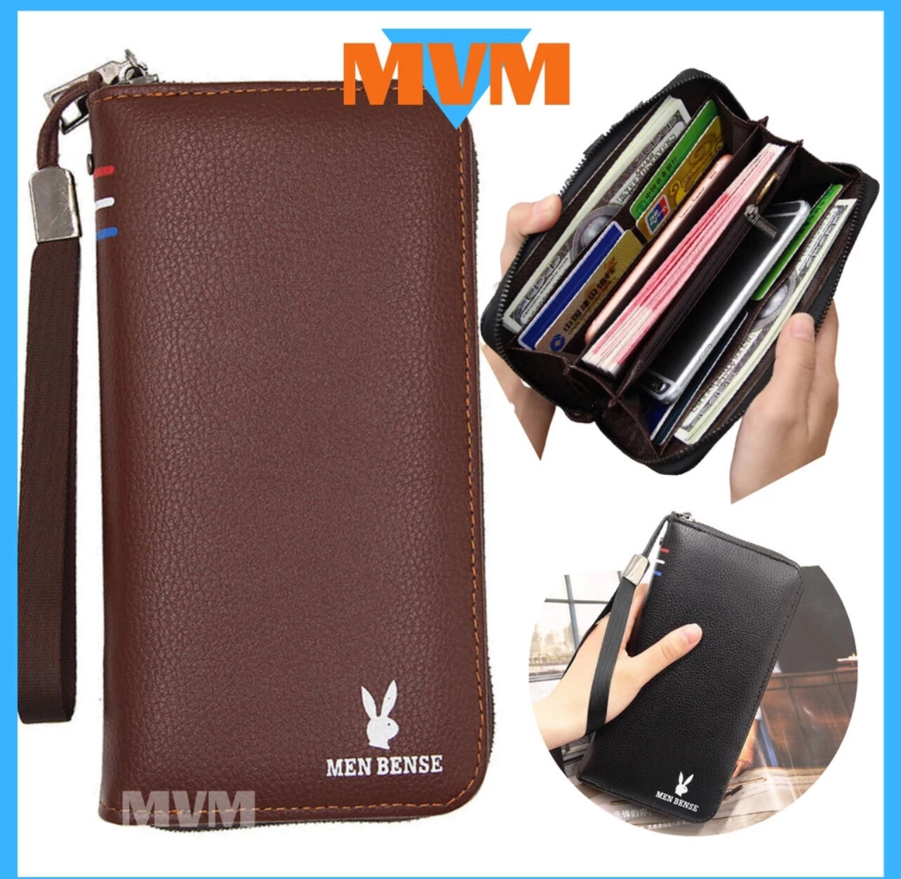 ￼[Malaysia Stock] 🇲🇾 Men&#39;s Leather Clutch Bag Handcarry Long Wallet Dompet Panjang Lelaki Kulit
