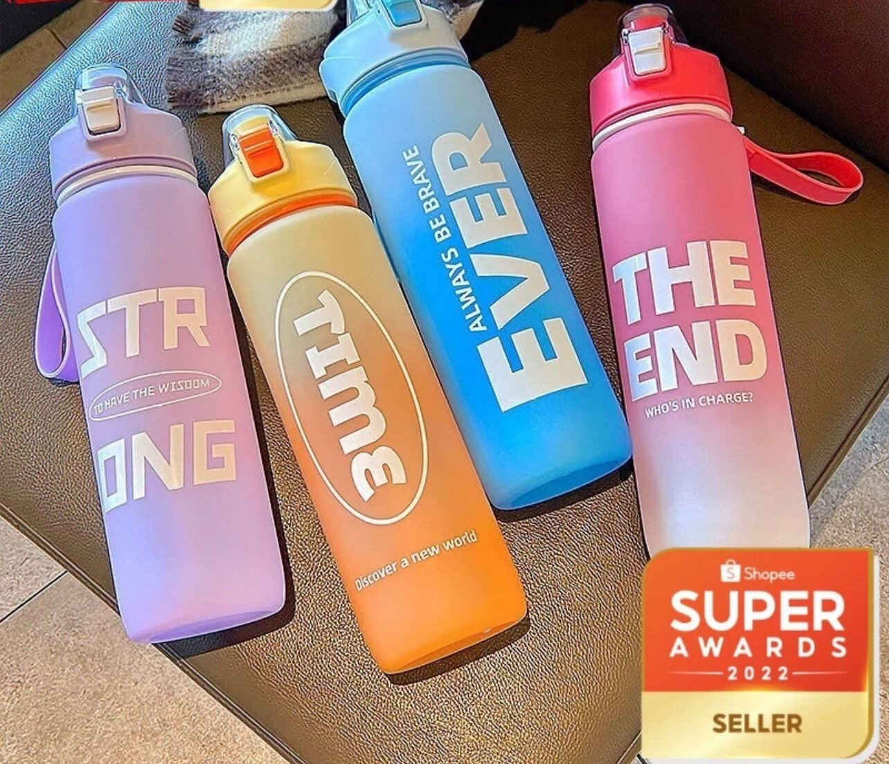 B.S.B Gradient Color Frosted Water Bottle 1000ML  渐变色磨砂水壶Botol Air Warna Kecerunan