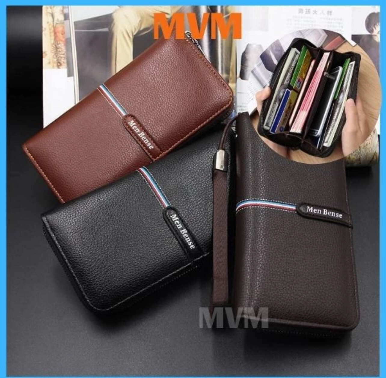 ￼With Video [Malaysia Stock]🇲🇾 Men&#39;s Leather Long Wallet Clutch Bag Handcarry Dompet Panjang Lelaki Kulit