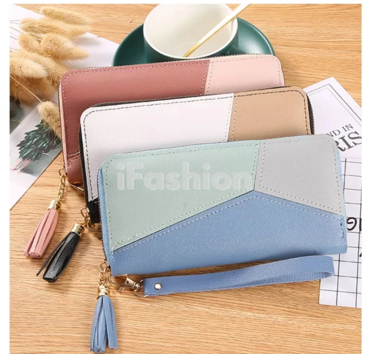 ￼iFASHION 1823 8 Card Holder Long Purse Beg Tangan Wanita Wallet Bag Phone Dompet Wanita Perempuan Women&#39;s Pouch 2pcs
