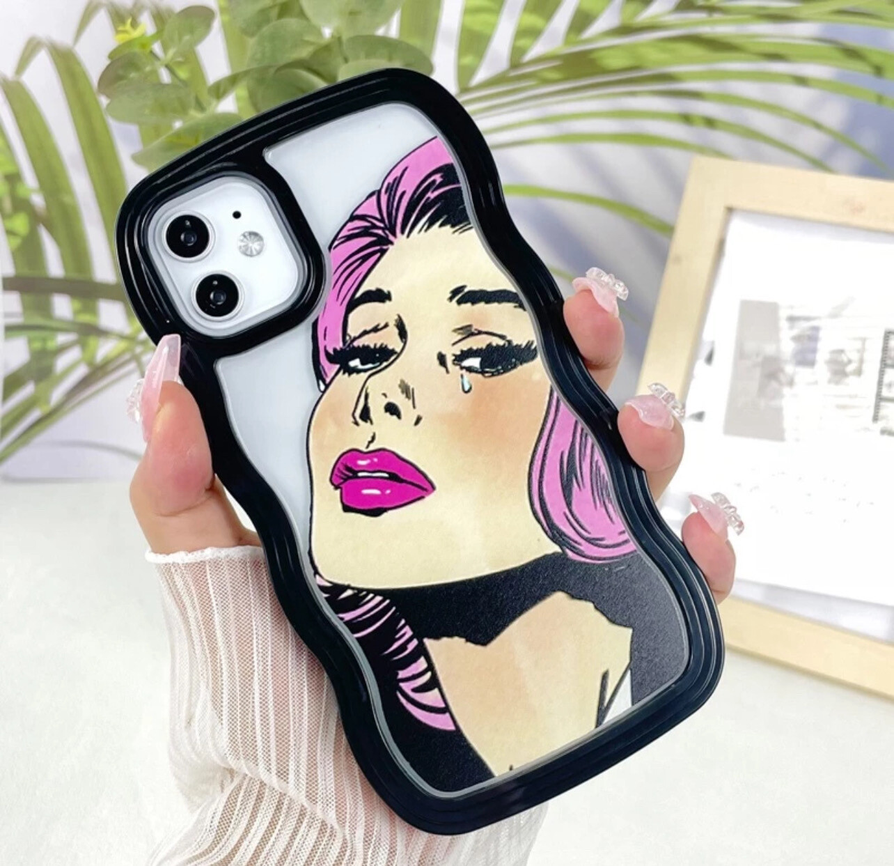 ￼Suntaiho Pretty Snow White Princess Pattern Wavy Phone Case TPU Soft Case for Suitable iPhone 14 Pro 13 PRO MAX 13 Pro XR XS Max 7 Plus 8 Plus Shockproof Transparent Case(💋Mix Buy 3pcs)