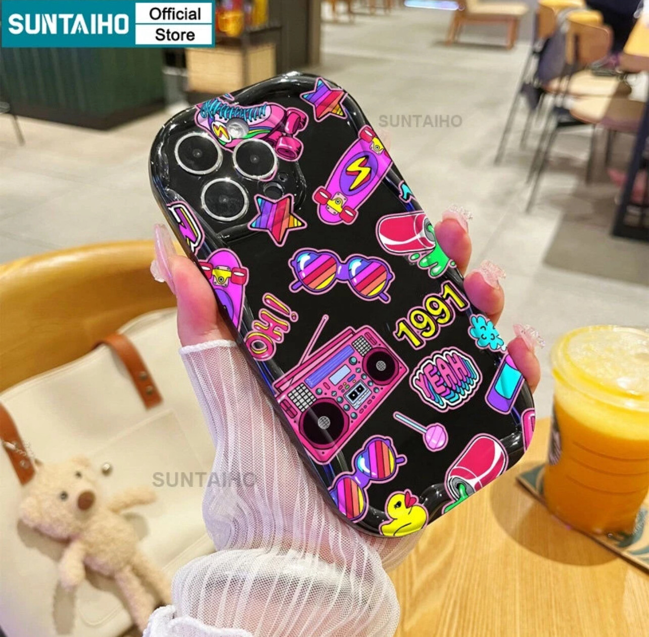 ￼Suntaiho Simple Retro style anti-fall Phone case for Iphone 14 Pro Max 13 12 11 Pro Max Xs Max XR 7 8 Plus fashion Bumper Casing(💋Mix Buy 3pcs)