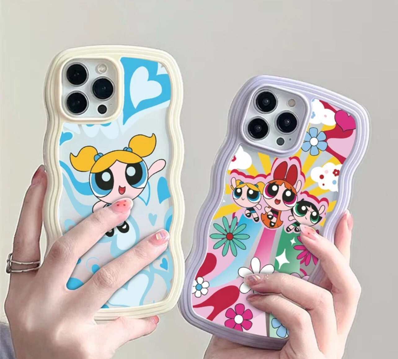 ￼Suntaiho casing Bumper clear cartoon running girl 2 in 1 Curly Wave Soft Case For iPhone 13 12 Pro Max 11 pro max X XS Max XR Cover(💋Mix Buy 3pcs)