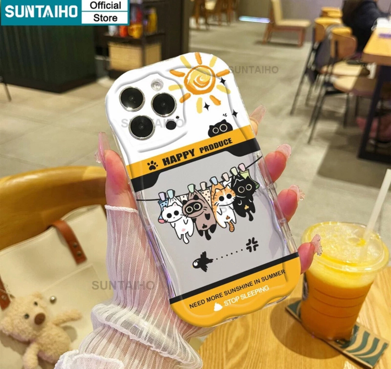 ￼Suntaiho ins Fundas Casing Cartoon Compatible for Iphone 11 Pro Max 13 12 14 Pro Max 7 8 Plus XR X XS MAX Contrast Full Protection Phone Case Airbag(💋Mix Buy 3pcs)
