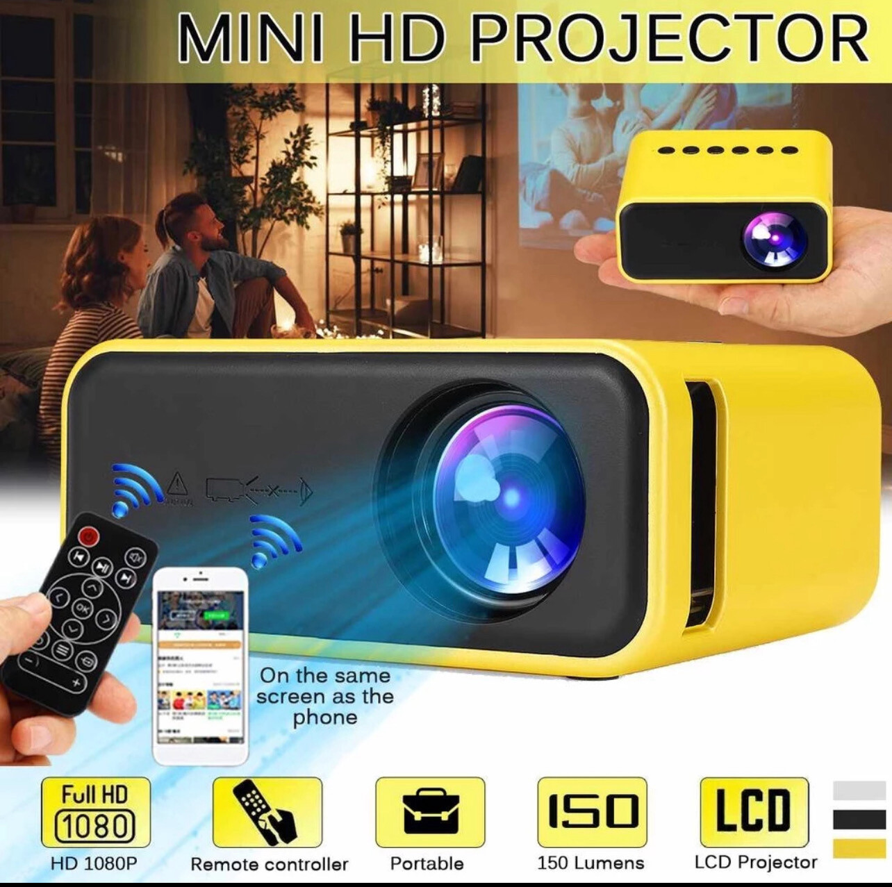 YT500 Mobile Phone Projector Home Mini Video Projector Mini Children Home Portable LED HD