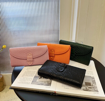 Ladies Long Clip Tri-Fold Long Clip with Card Slot Zipper Change Pocket Banknote Long Clip