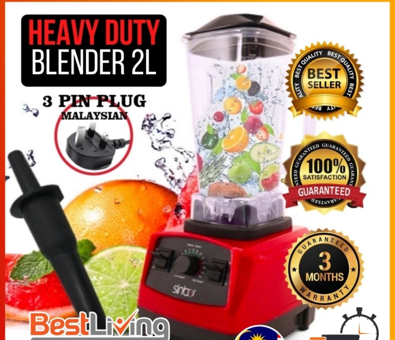￼Heavy Duty 2L Blender Pengisar 2L Tugas Berat Mixer Juicer High Power Food Processor Smoothie 搅拌机 榨汁机 冰沙机