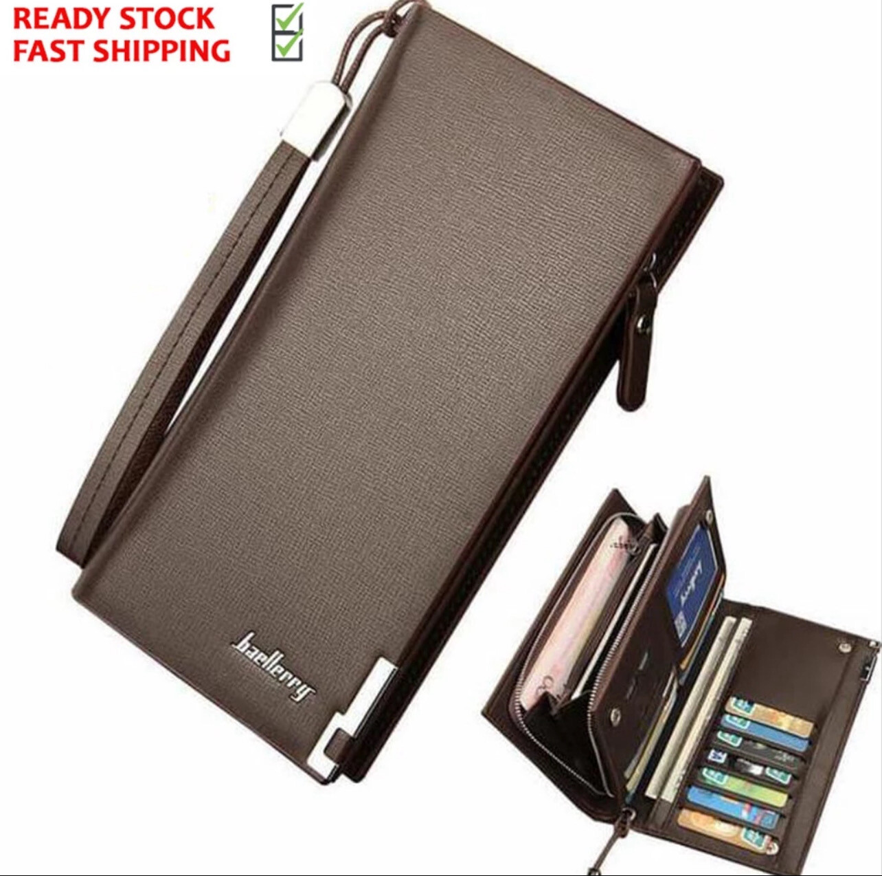 MEN BAELLERRY LONG WALLET BUTTON ZIPPER DOMPET PANJANG LELAKI DAN WANITA (W-030)