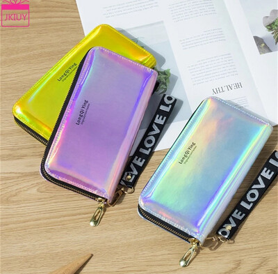 New Laser Holographic Wallet Women Long Pu Leather Purse Fashion Female Clutch Large Capacity Zipper Purses Phone Purse Carteras [WX]